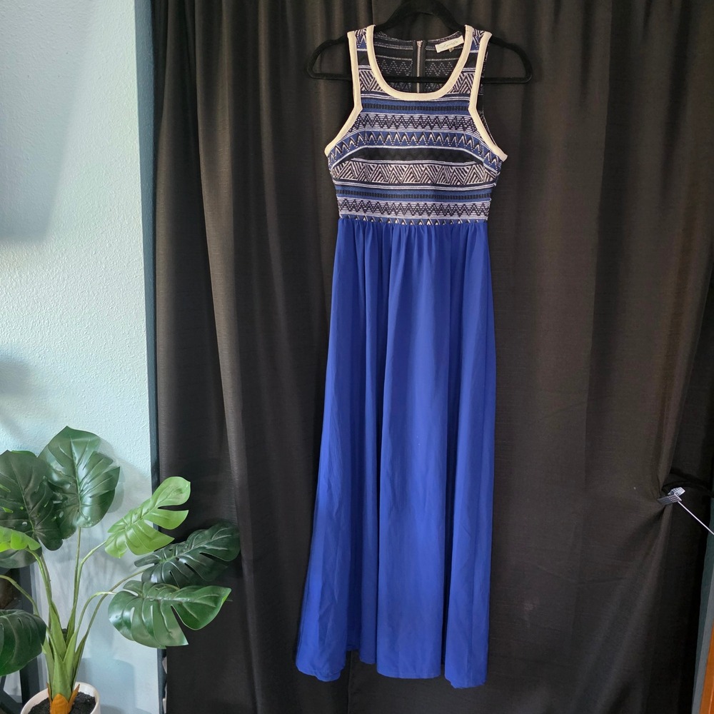 Sugarlips Blue Geometric Tribal Print Sleeveless Maxi Dress  Womens‎ Small